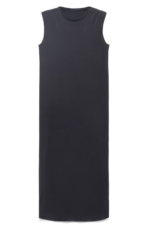 Mango Ruched Sleeveless Maxi Dress In Black