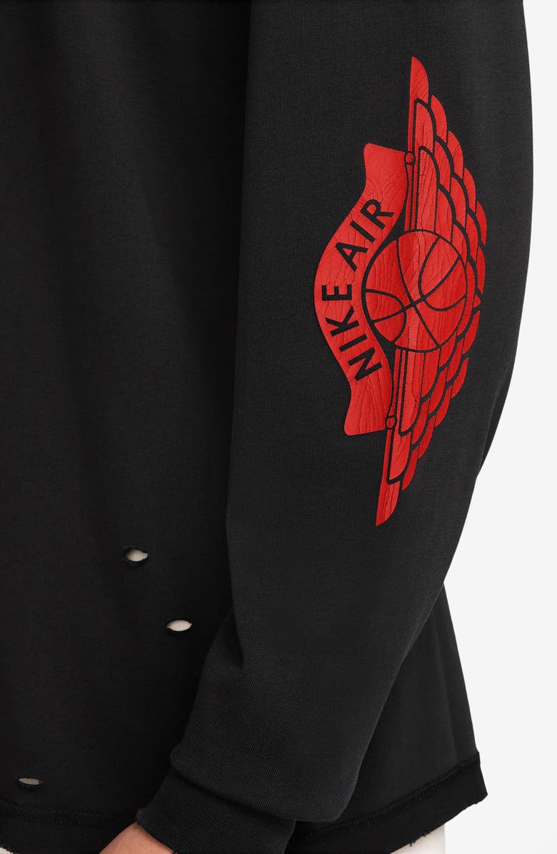 Jordan Rare Air Distressed Long Sleeve Graphic T-Shirt, Alternate, color, Black/ Chile Red