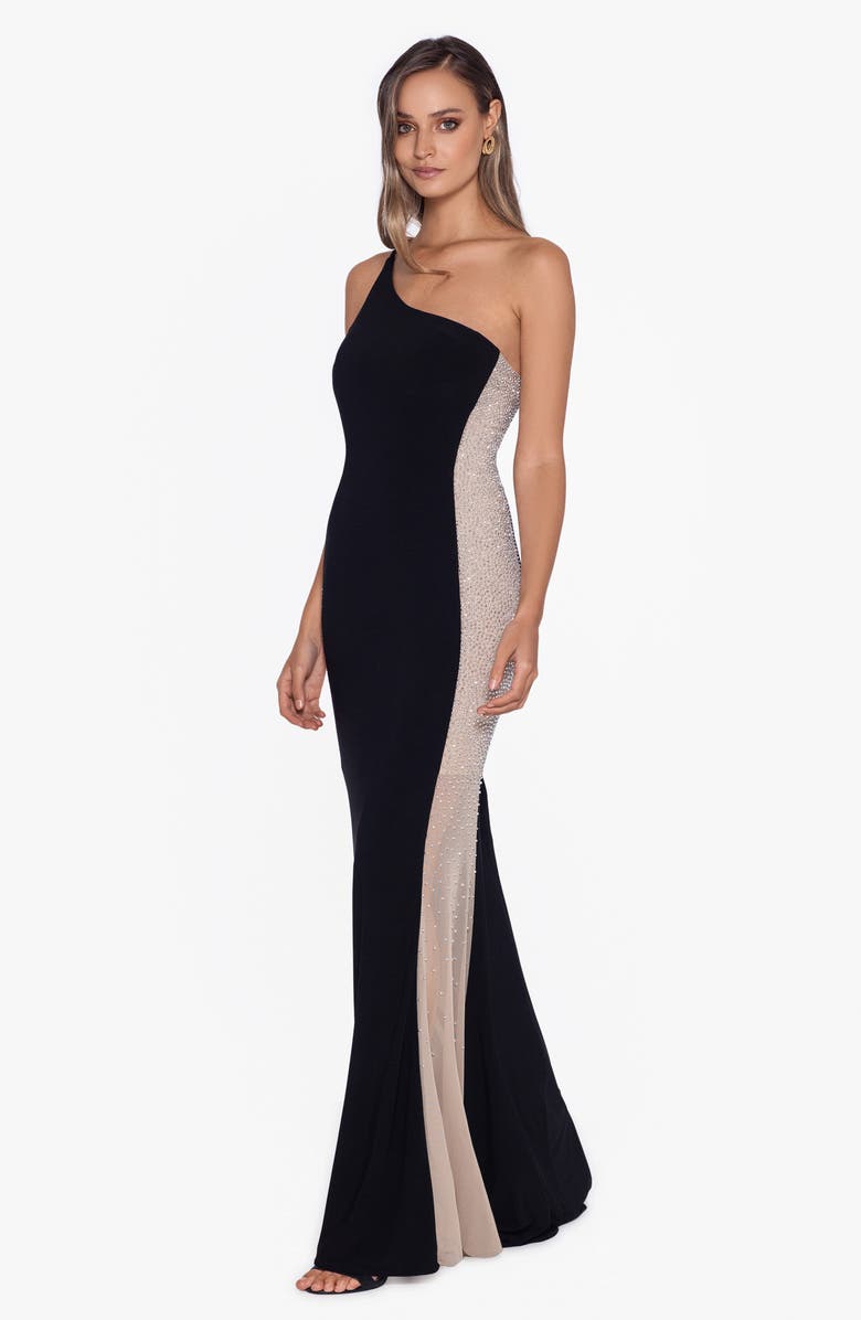 Xscape Evenings Xscape Embellished One Shoulder Evening Gown, Alternate, color, 