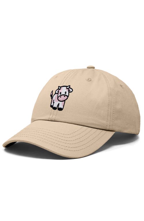 Dalix Strawberry Cow Embroidered Cap In Khaki