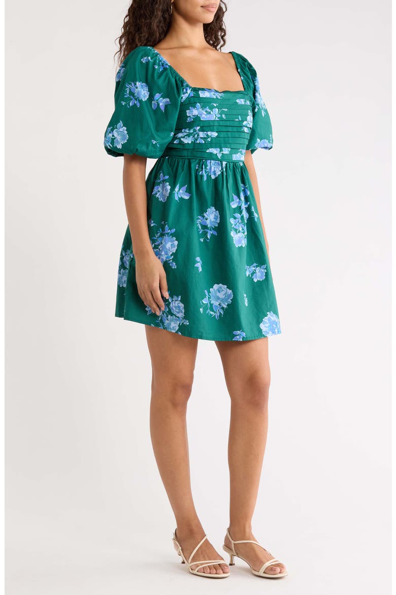 Truth Be Told Floral Print Minidress, Alternate, color, TEAL-BLUE