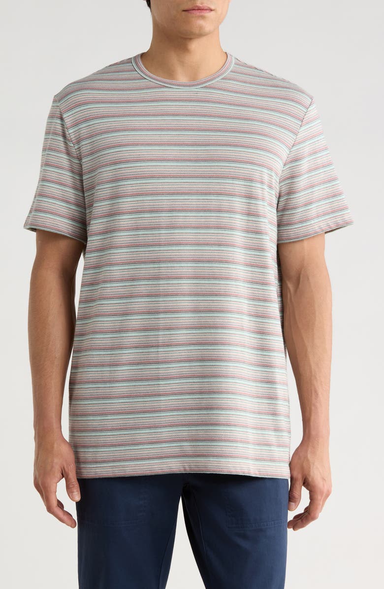 Marine Layer Signature Jacquard Stripe T-Shirt, Main, color, Pink/ Aqua Multi