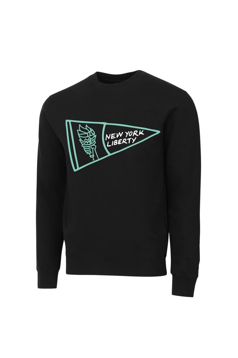 Unisex round21 Black New York Liberty Pennant Crewneck Pullover Sweatshirt, Alternate, color, Black