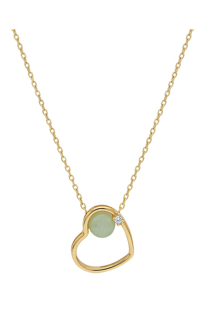 seree Maison heart Green jade & zircon pendant necklace, Main, color, 