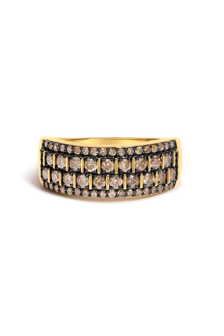 10K Yellow Gold Plated .925 Sterling Silver 3/4 ctw Champagne Diamond Band Ring, Main, color, Yellow Gold over Silver