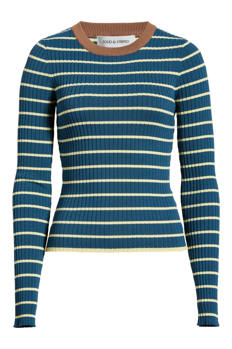 The Dora Long Sleeve Ribbed Top, Alternate, color, DEEP CANAL