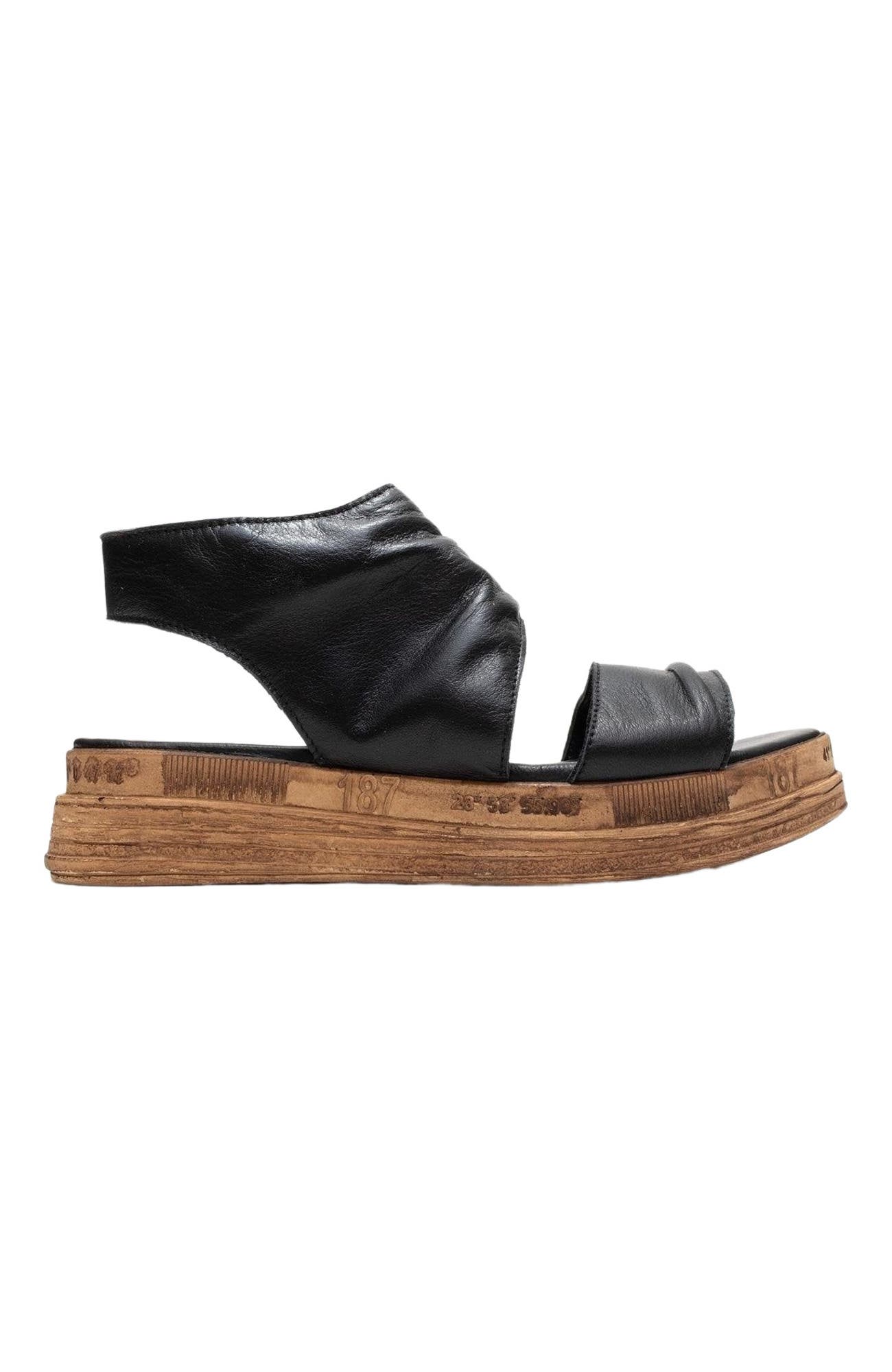 Forever & Always Shoes Lunas Leather Side-Zip Flat Heel Sandal, Alternate, color, Black Leather