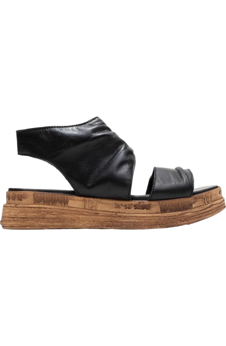 Forever & Always Shoes Lunas Leather Side-Zip Flat Heel Sandal, Alternate, color, Black Leather