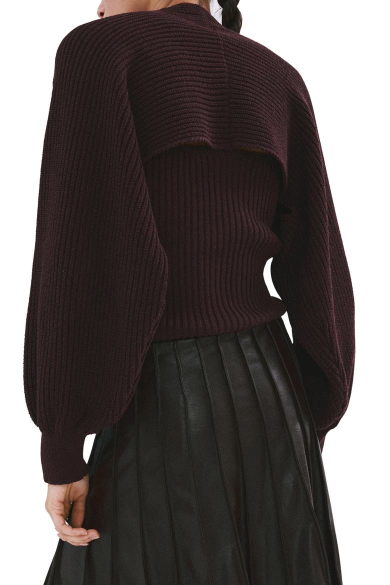 Rib Knit Tube Top & Bolero Set, Alternate, color, PLUM