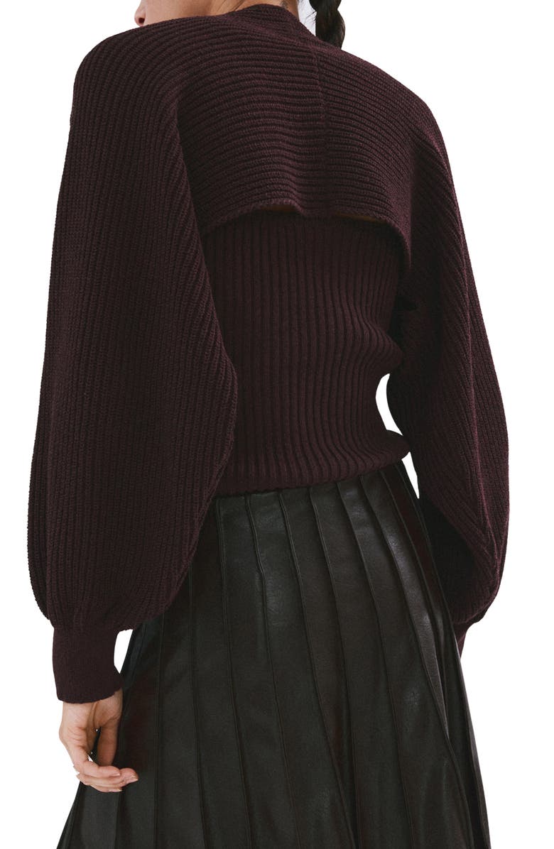 MANGO Rib Knit Tube Top & Bolero Set, Alternate, color, Plum