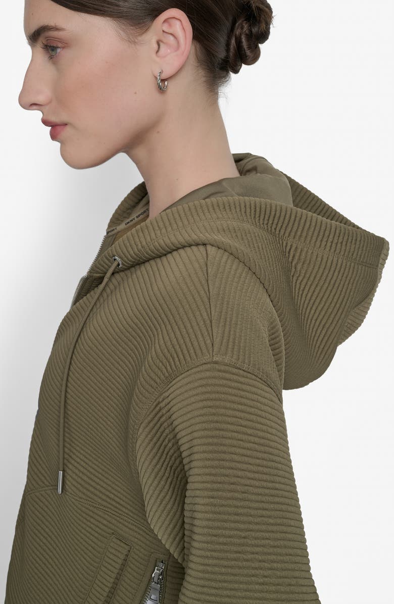 DKNY Tech Ottoman Zip Hoodie, Alternate, color, Utility Gr