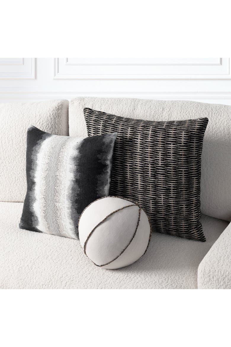 Micro Fringe Carbon Indoor & Outdoor Woven Accent Orb Pillow, Alternate, color, Grigio