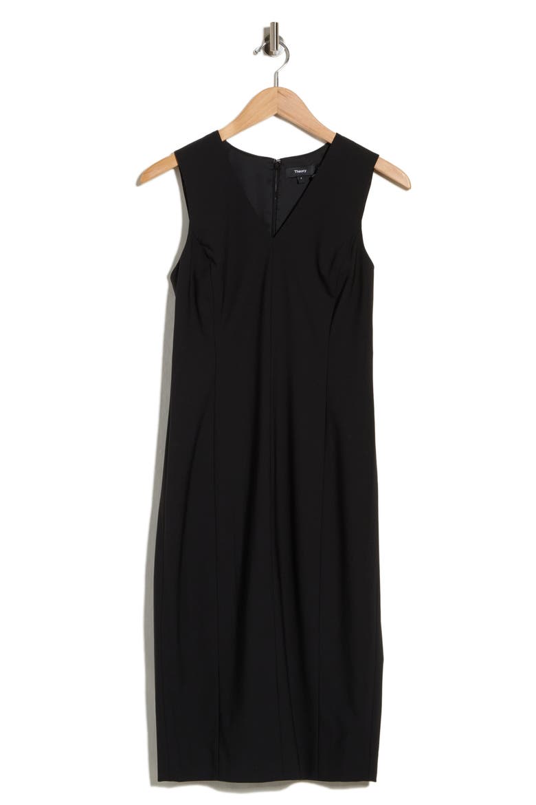Verve Wool V-Neck Midi Dress, Main, color, BLACK