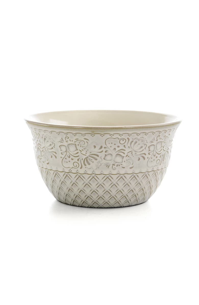 Elama Ivory Lotus 16 Piece Square Dinnerware Set, Alternate, color, White