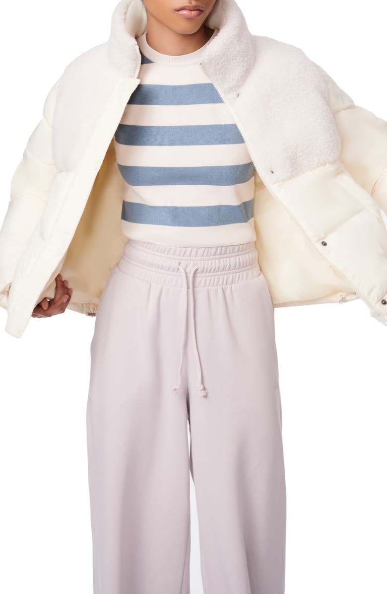 Bernardo High Pile Fleece Contrast Short Puffer Jacket, Alternate, color, Warm White