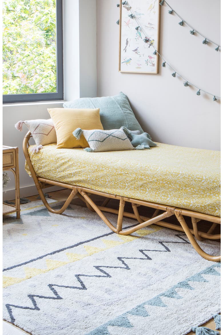 Zigzag Stripe Washable Rug, Alternate, color, VINTAGE BLUE