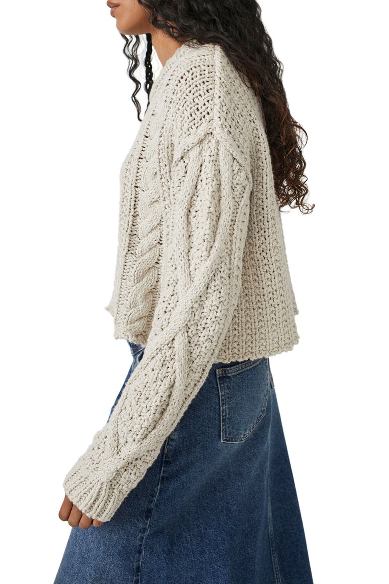 Cutting Edge Cotton Cable Sweater, Alternate, color, SILVER FEATHER