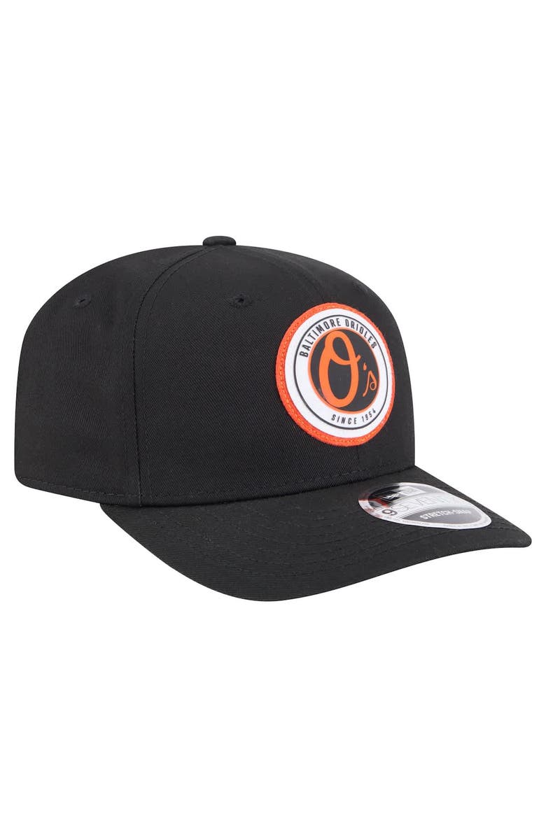 New Era Men's New Era Black Baltimore Orioles Circle Patch 9SEVENTY Stretch-Snap Hat, Alternate, color, Black
