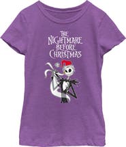 The Nightmare Before Christmas Girl's The Nightmare Before Christmas Jack Skellington Santa Hat Logo  Graphic T-Shirt
