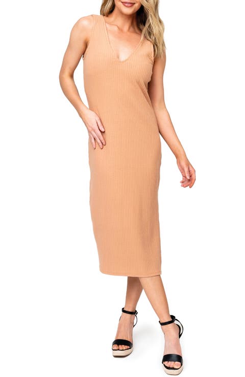 Rib V-Back Midi Dress