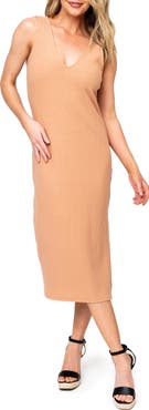 GIBSONLOOK Rib V-Back Midi Dress