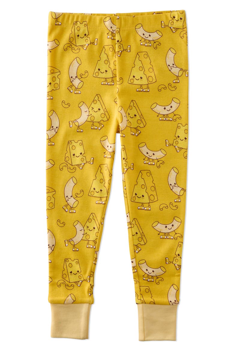 Kids' Zen Print Fitted Organic Cotton Two-Piece Pajamas, Alternate, color, MAC TO MY CHEESE