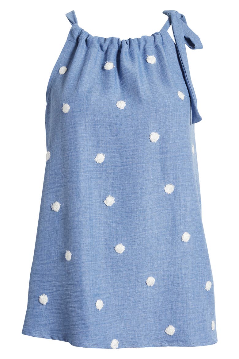 Tie Shoulder Sleeveless Top, Alternate, color, CHAMBRAY