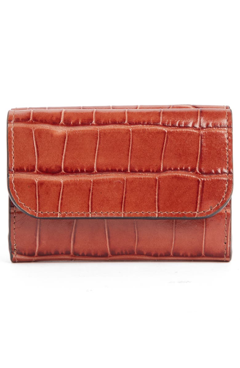 Chloé Mini-C Croc Embossed Leather Wallet, Alternate, color, 