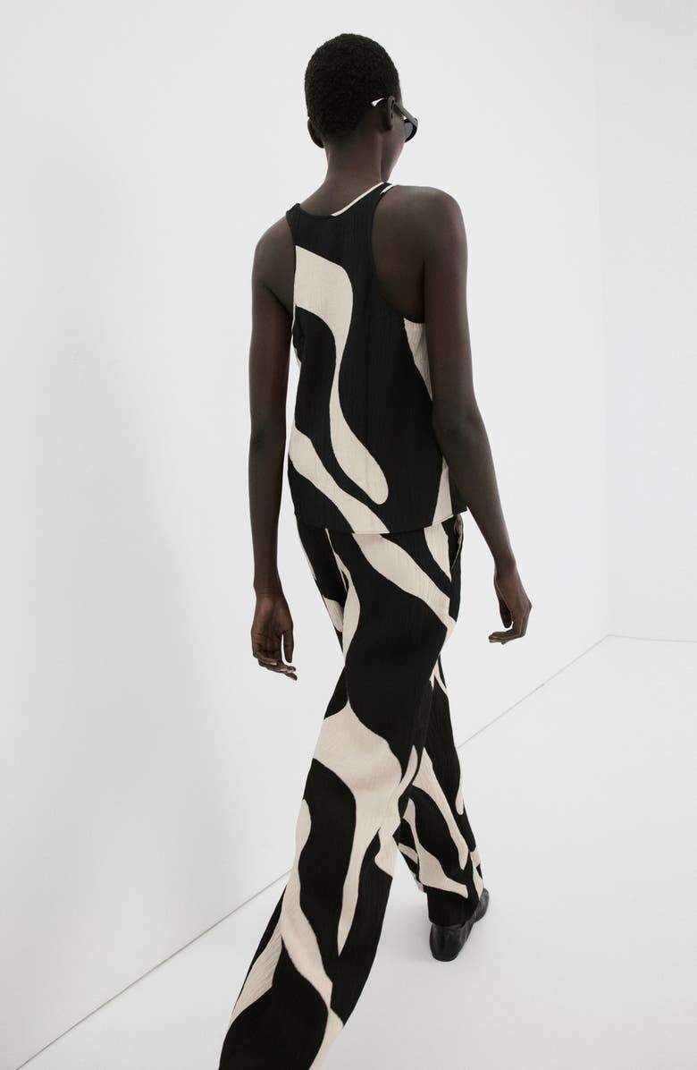 MANGO Print Straight Leg Pants, Alternate, color, Black