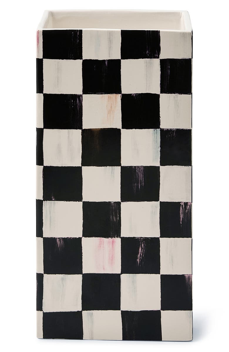 MACKENZIE CHILDS Courtly Check Pillar Vase, Main, color, Black