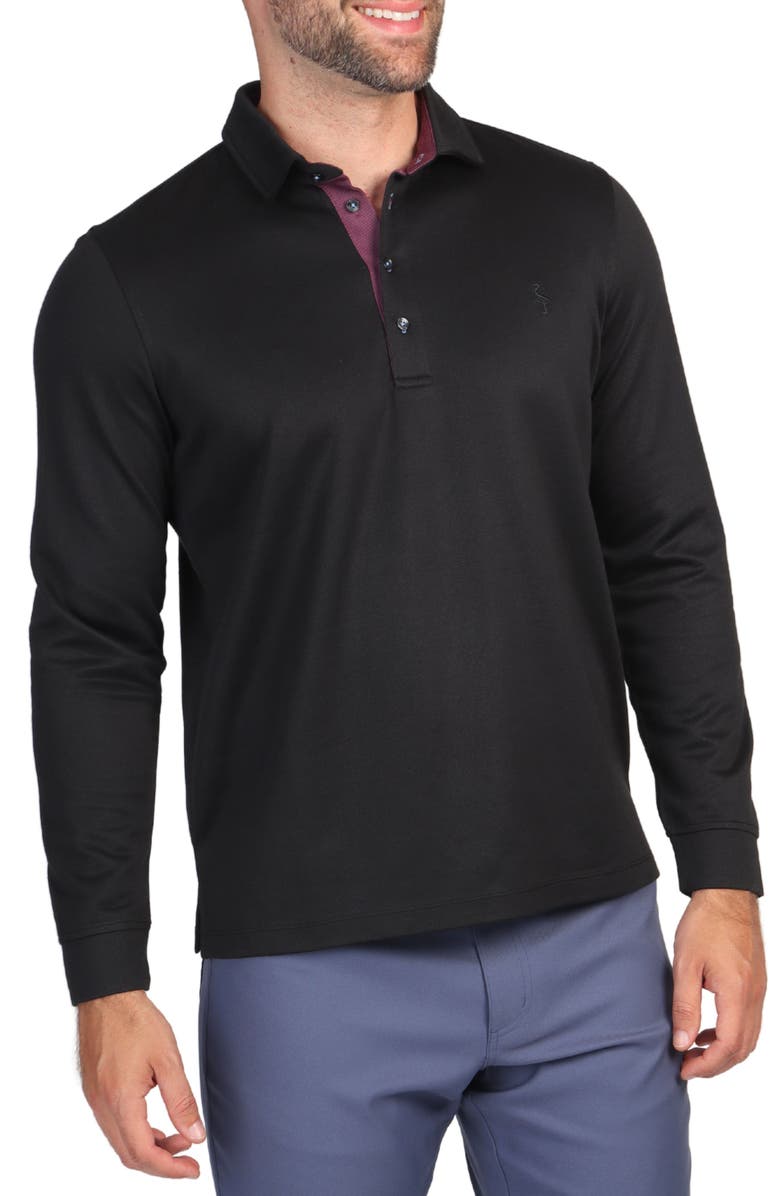 TailorByrd Long Sleeve Modal Polo, Main, color, Black