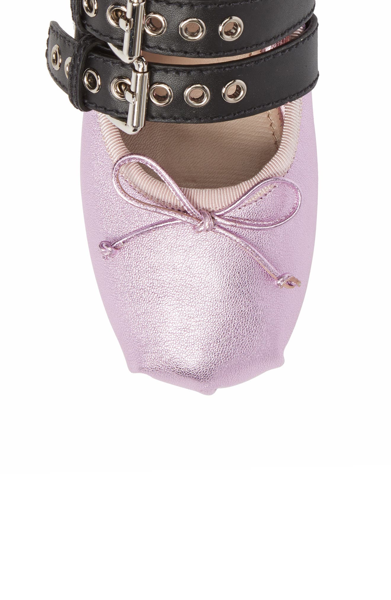 Miu Miu Lace-Up Ballerina Flat, Alternate, color, 