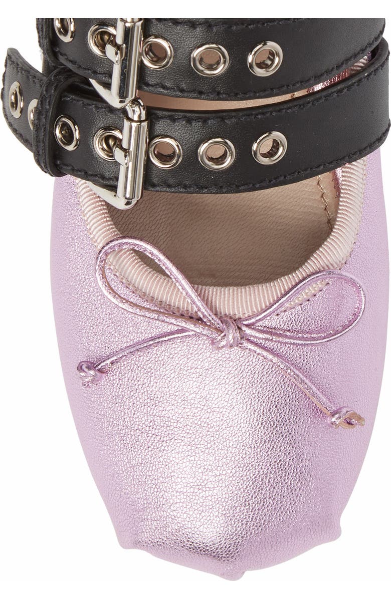 Miu Miu Lace-Up Ballerina Flat, Alternate, color,