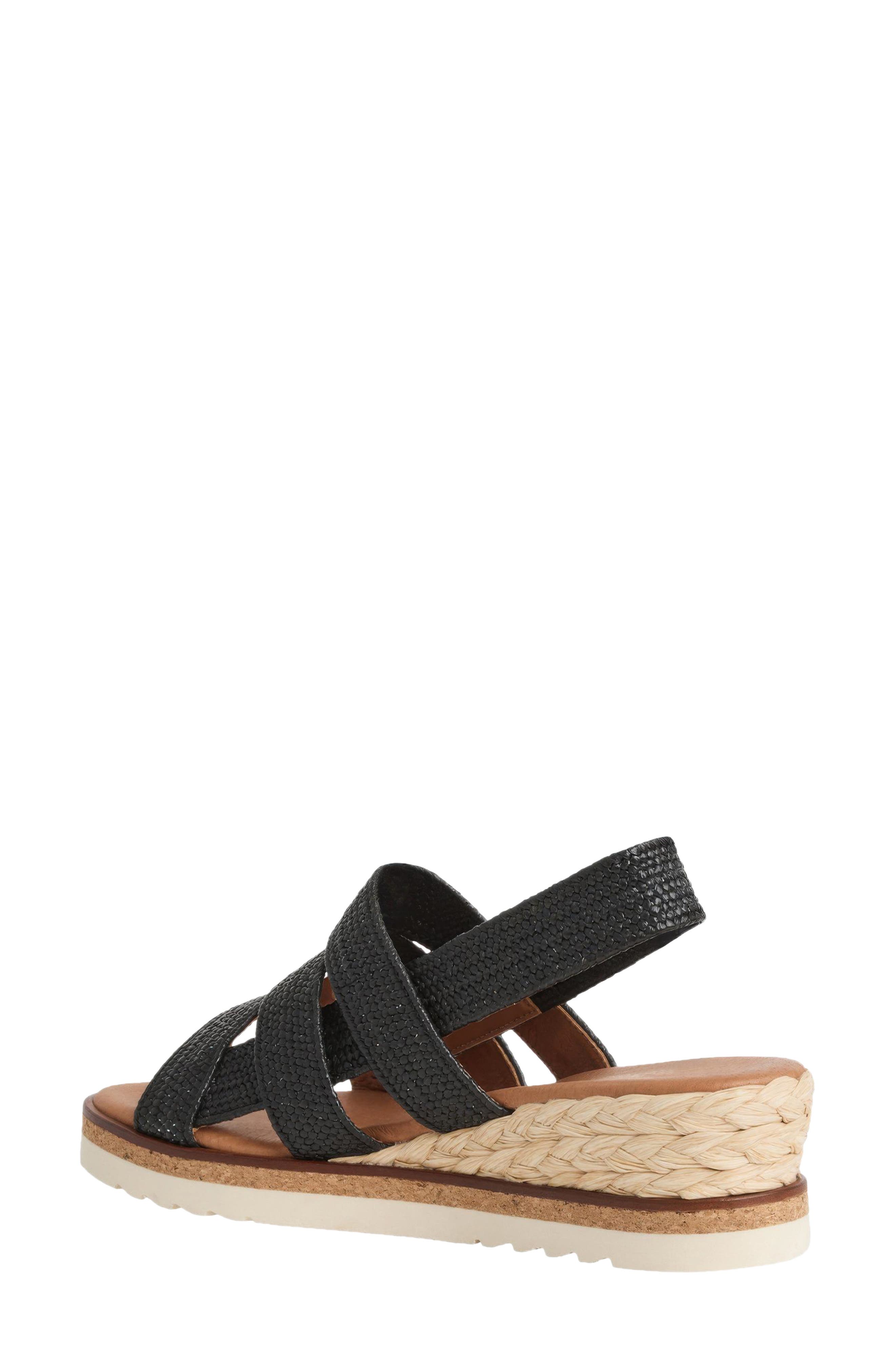 André Assous Noma Woven Wedge Sandal, Alternate, color, Black Raffia