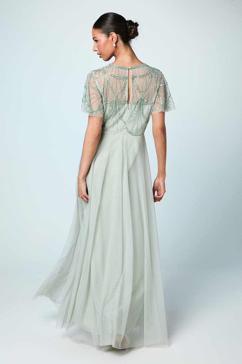 Embellished Bodice Bridesmaids Dress, Alternate, color, Sage