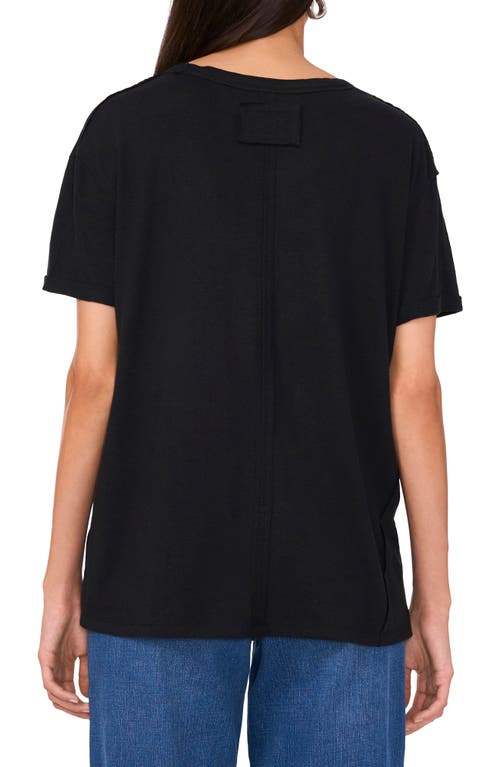 Shop 1.state Linen Blend Slub Pocket T-shirt In Rich Black