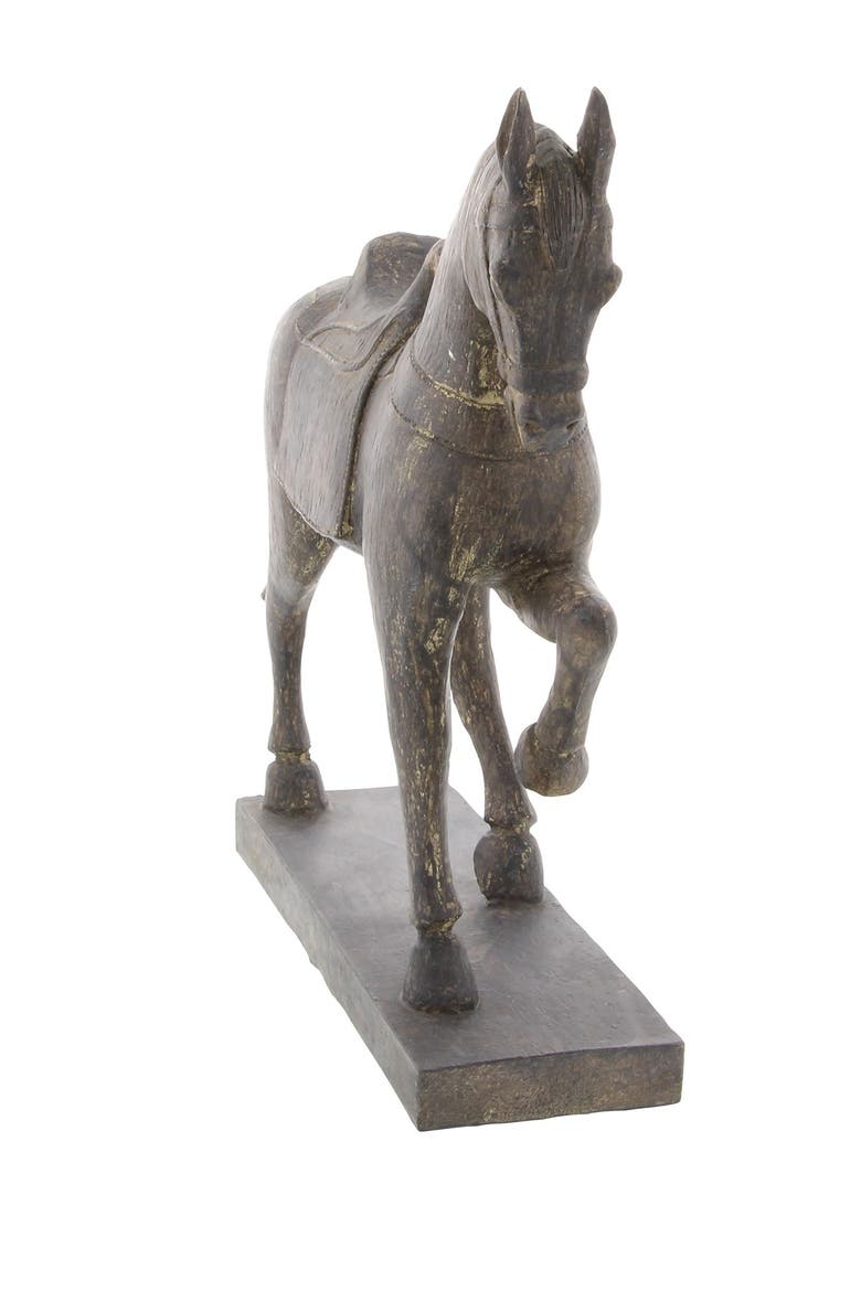 Traditional Resin Prancing Horse Sculpture, Alternate, color, BROWN
