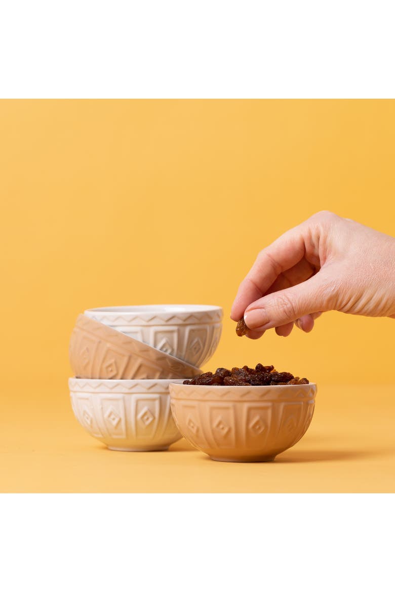 Cane Mini Prep Bowl Set, 4 Durable Stoneware Bowls for Kitchen Prep, Alternate, color, Beige