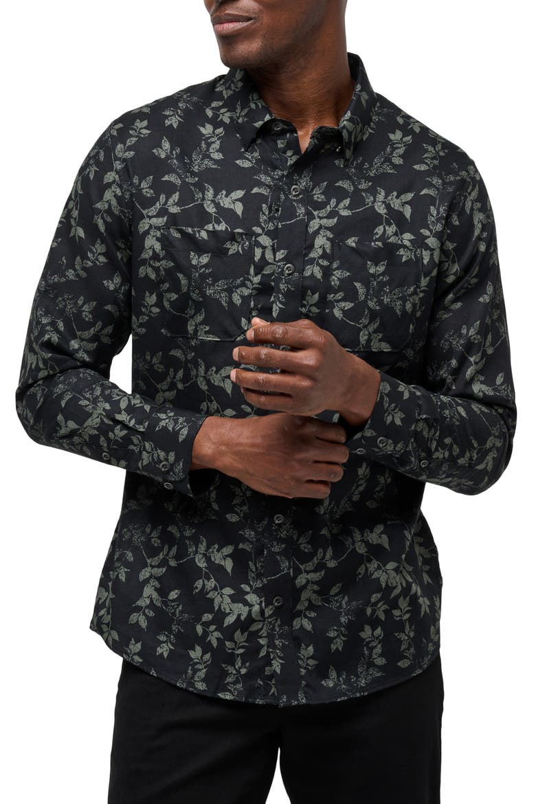 Searchlight Button-Up Shirt, Main, color, BLACK