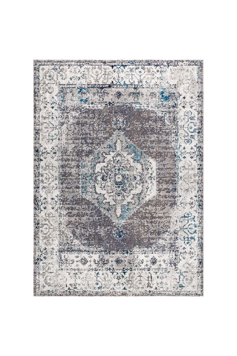 Ankara Vintage Medallion Area Rug, Main, color, Gray/Ivory