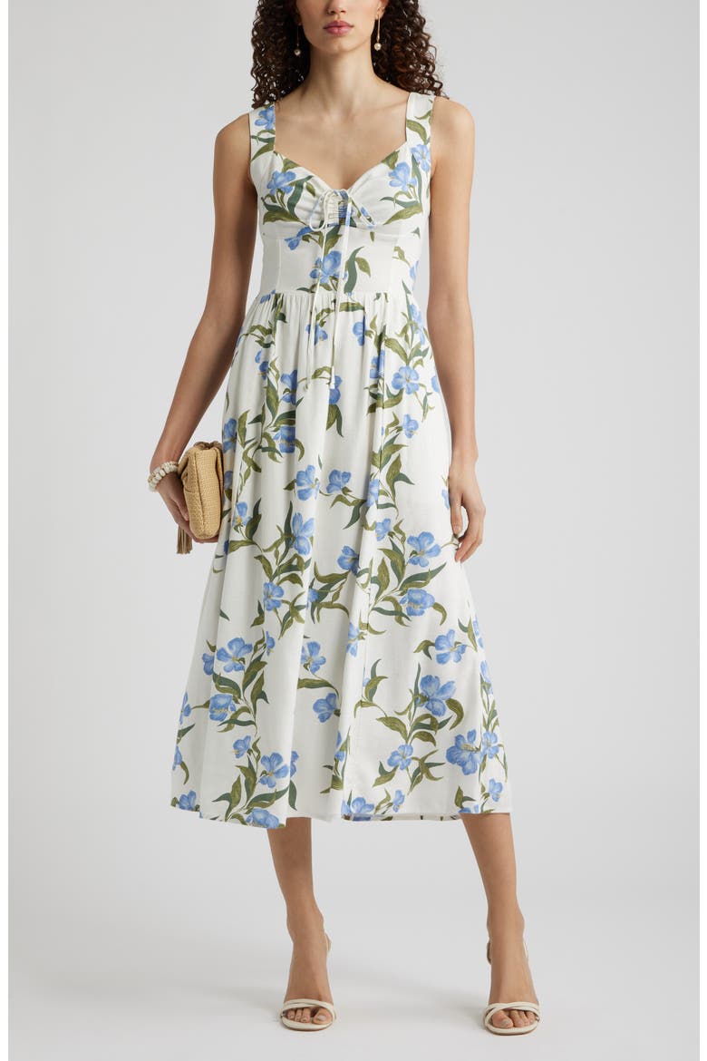 Floral Midi Dress, Main, color, BLUE POPPY PLAY