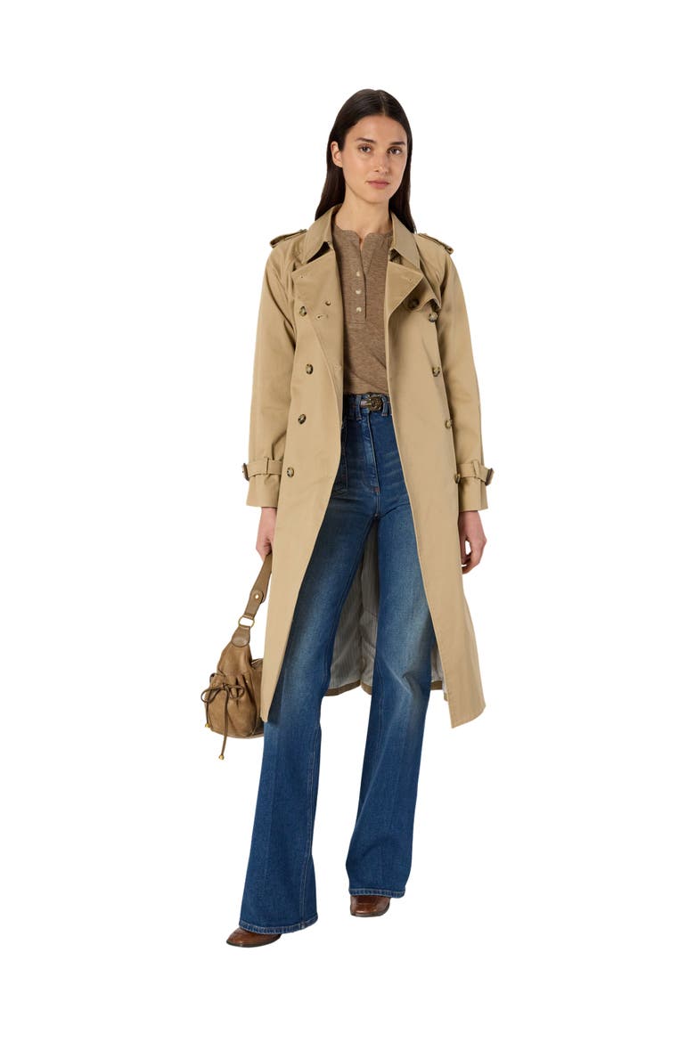 Serge Belted Trench Coat, Alternate, color, Beige
