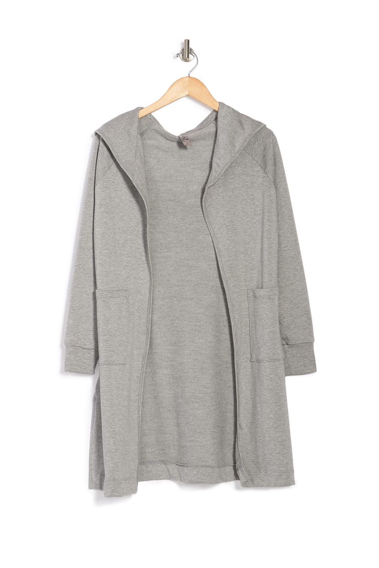 Knit Hooded Duster, Alternate, color, HEATHER GREY