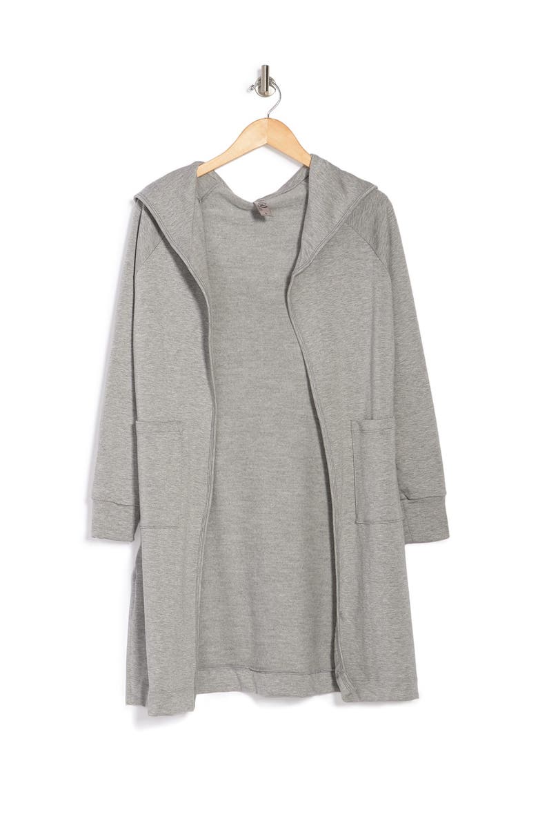 GO COUTURE Knit Hooded Duster, Alternate, color, Heather Grey