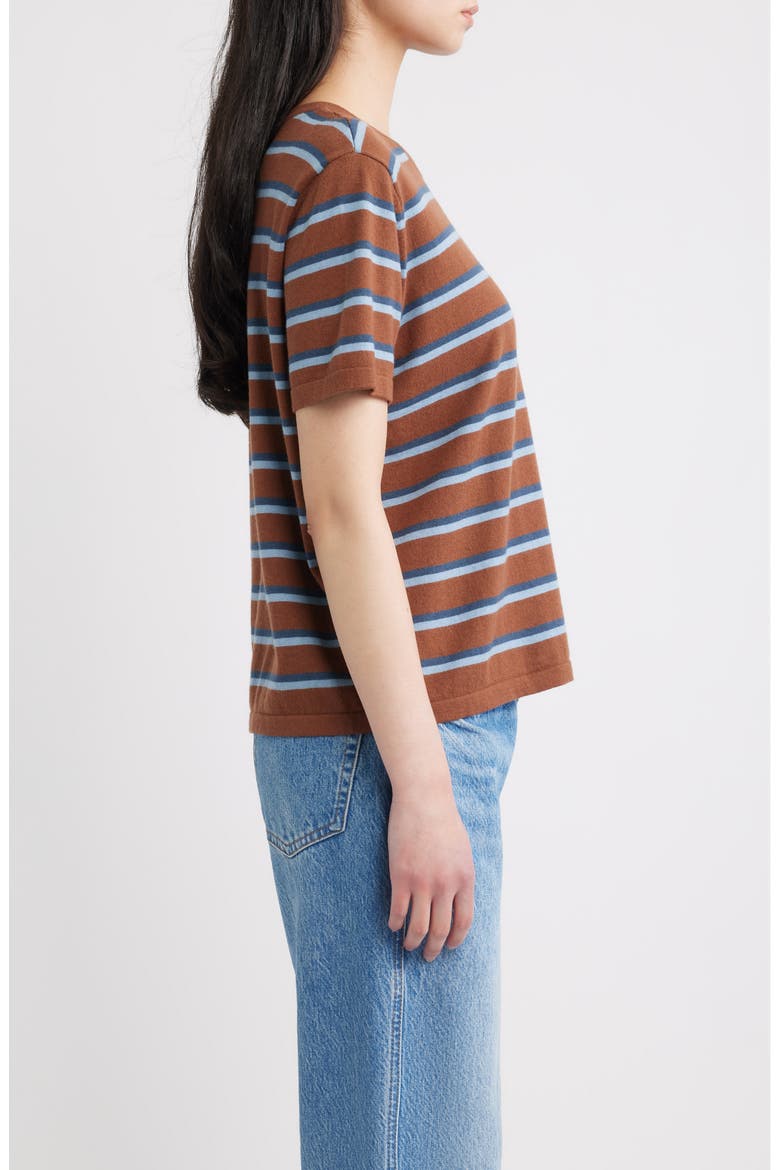 Stripe Cotton & Cashmere T-Shirt, Alternate, color, MOCHA STRIPE