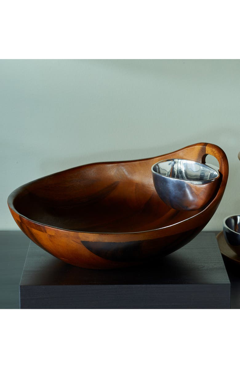 Nambé Portables Wood Chip & Dip Set, Alternate, color, Brown