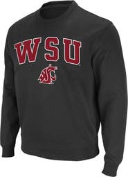 COLOSSEUM Men's Colosseum Charcoal Washington State Cougars Arch & Logo Crew Neck Sweatshirt