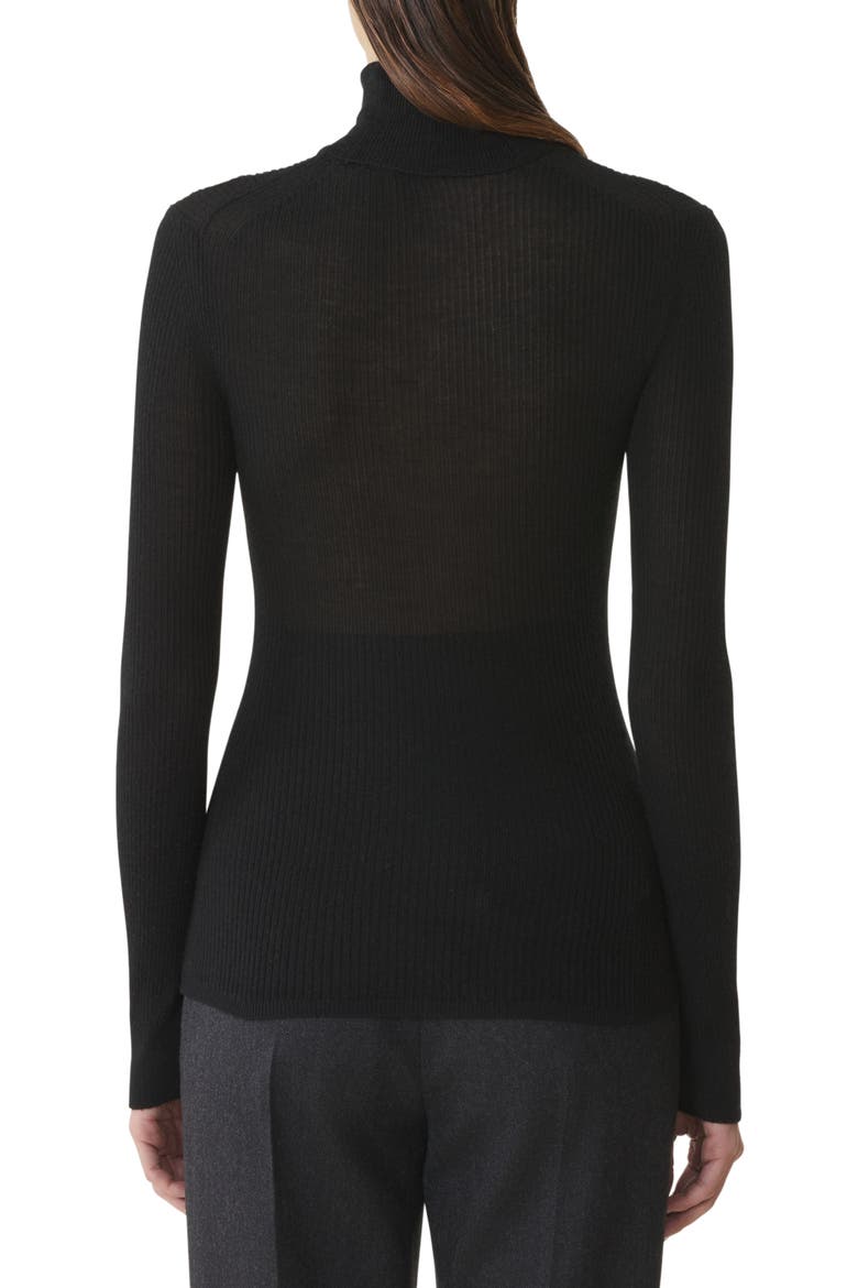 Merino Wool And Silk Turtleneck Sweater, Alternate, color, Noir