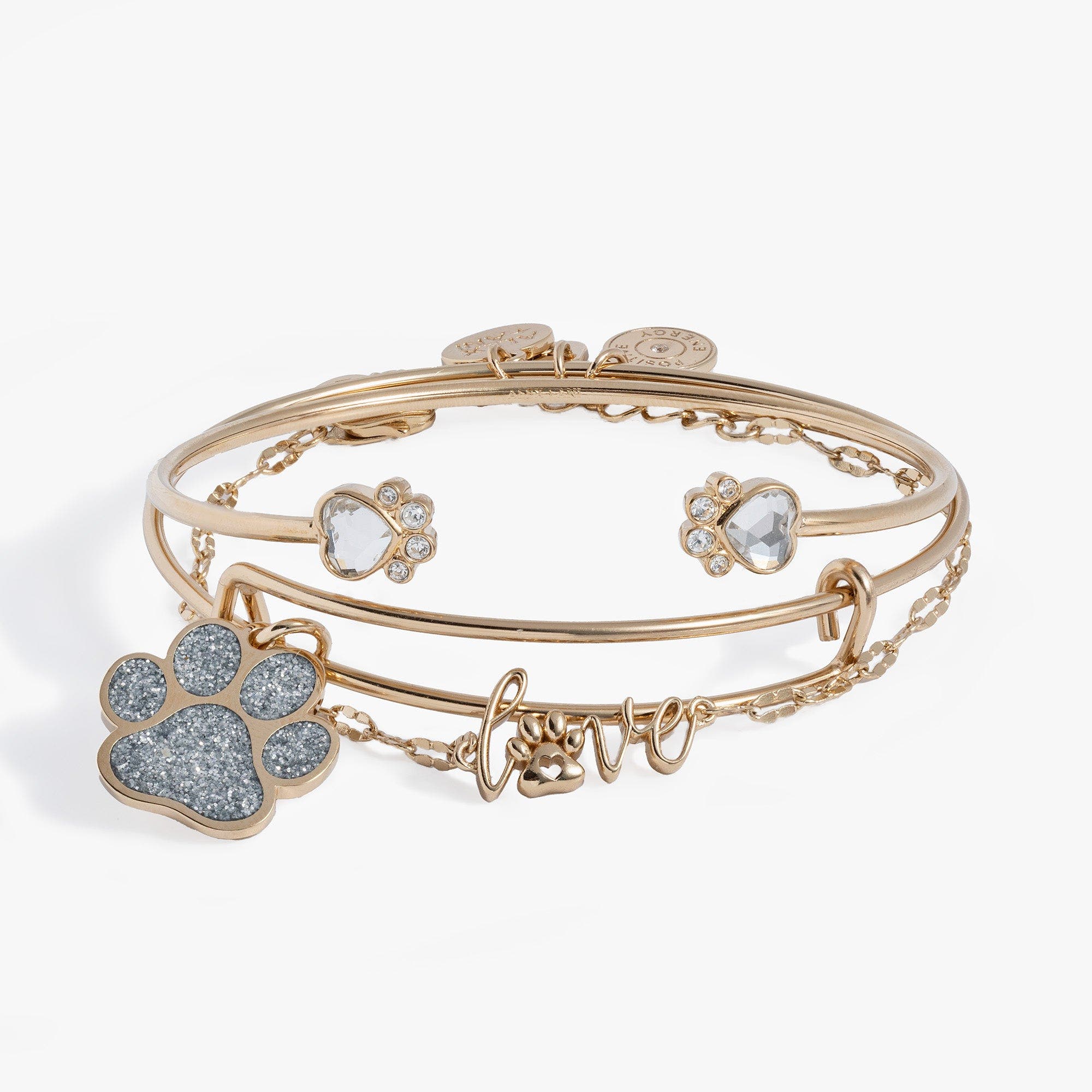 Alex and Ani 'Paws of Love' Bracelet Set of 3 in Gold at Nordstrom