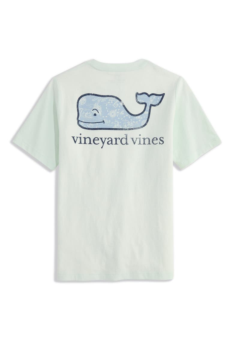 Kids' Pirate Map Whale Pocket Graphic T-Shirt, Alternate, color, AQUA GLASS